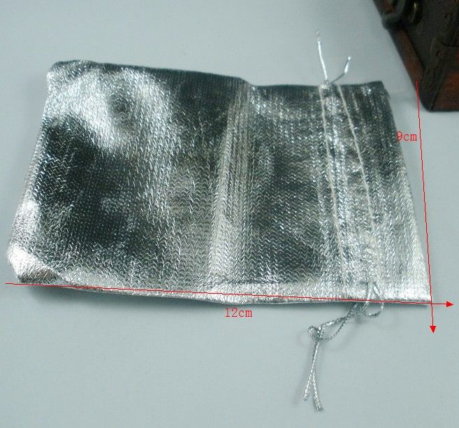 Silver Plated Gauze Jewelry Gift Pouch Bags For Wedding Favors With Drawstring 7x9cm9754565