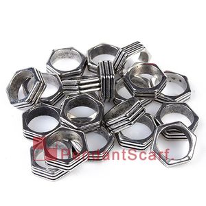 Wholesale jewelry findings free shipping for sale - Group buy 100PCS New Arrival DIY Jewelry Pendant Scarf Findings Gun Black Plated Hexagon Design Charm Plastic CCB Rings AC0248B