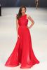 Miranda Kerr Hot Red High Neck Paillettes Chiffon Piano Lunghezza Lunga Celebrity Gown Abito da sera Abito da sera CD046