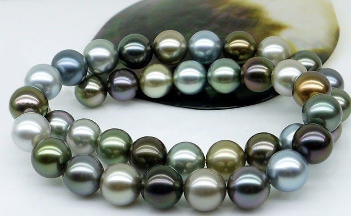 Best Kup Pearl Jewelry Oszałamiający 10-11mm Tahitian Multicolor Pearl Necklace 18 cali 14K