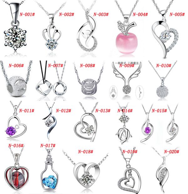 MXZA 925 Sterling Silver Pendant Necklace Wedding Crystal Jewelry Set With White gold plating Different Styles Fashion Jewelry
