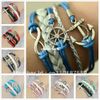 Hand-woven Handmade Infinity anchor Rudder antique silver pendant blue whit silver bracelet Free Shipping!!!