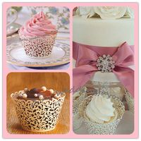 Wholesale Lace Cupcake Wrapper Laser Cut Wedding Shower Cupcake Wrapper Favors with High Quality Pearl Paper