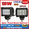 2014 4PCS 4.5" 18W 6LED*(3W) CREE LED Working Light Bar Spot Driving OffRoad SUV ATV 4WD 4x4 Flood Beam 9-32V 1400LM JEEP Fog Reflection Cup