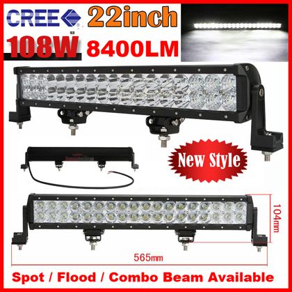 2014 20" 108W 36-LED*3W CREE LED Working Light Bar Spot Driving Off-Road SUV ATV 4WD 4x4 Flood / Combo Beam 9-32V 8400LM JEEP Reflection Cup