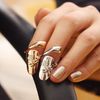 Retro Queen Dragonfly Design Rhinestone Plum Snake Ring Gold Silver Finger Nail Rings 10st Lot Exquisite Cute L3096307V