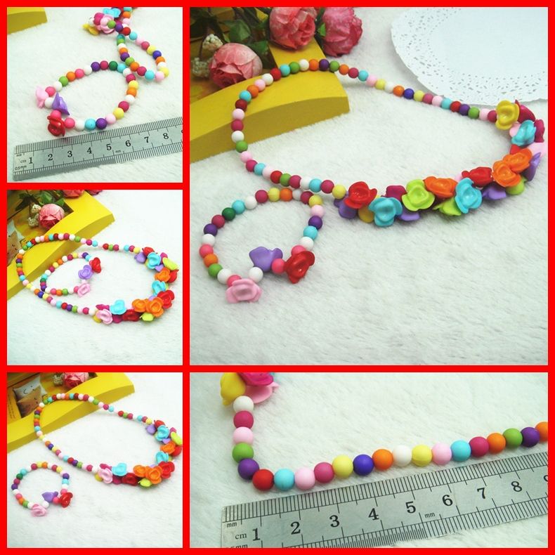 Multicolor Flowers Children Jewelry Colorful Beaded Necklaces Bracelets ...