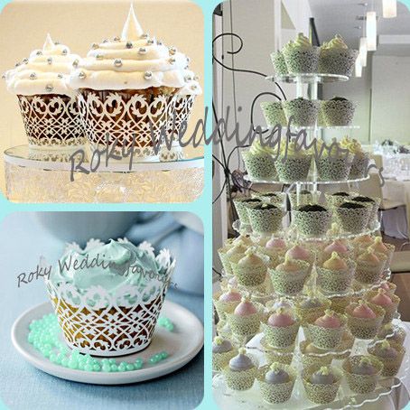 Gratis frakt Lace Cupcake Wrapper Laser Cut Bröllop Dusch Cupcake Wrapper Favoriter med högkvalitativ pärlpapper