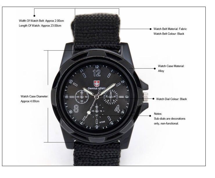 ВСЕГО СМЕРКА Cool Summer Men Sport Army Army Army Pilot Fabry Best Sports Men Army Army Watch SA0032747969