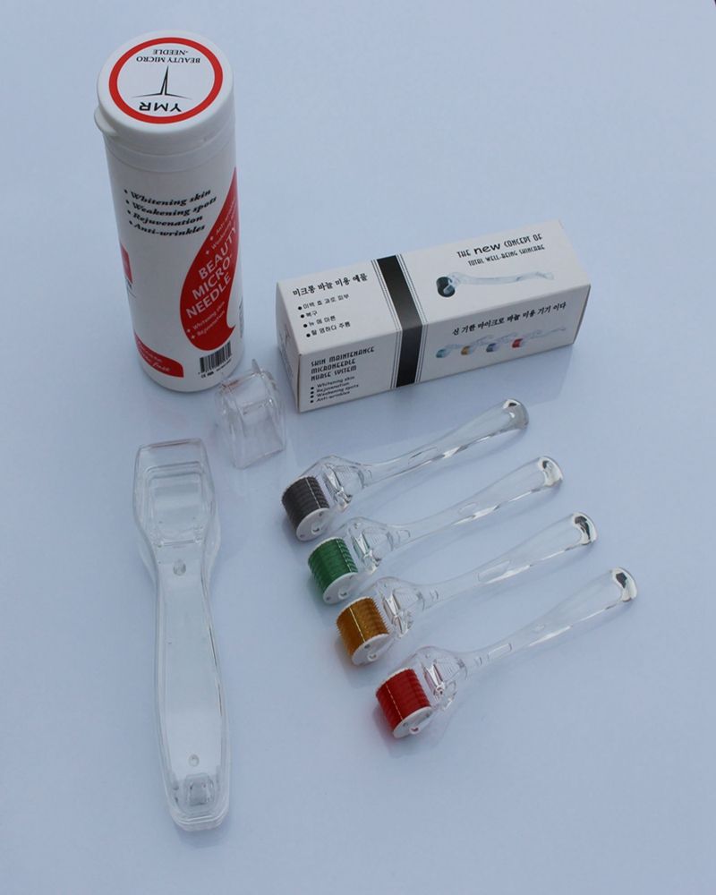 

Top A quality dermaroller,YMR015 180 needles and 540 needles Titanium derma roller,derma roller with Transparent handle .50pcs/lot DHL