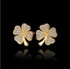 Top quality 18K gold plated rhinestone crystal clover stud earring fashion party jewelry christmas gift free shipping 10pair/lot