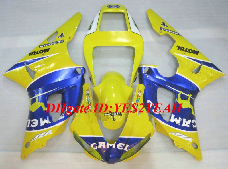 Zestaw do obróbki motocykli dla Yamaha YZFR1 98 99 YZF R1 1998 1999 YZF1000 ABS plastikowe żółte błękitne wróżki zestaw + prezenty YS06