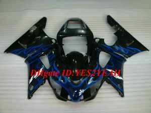 Motorrad-Verkleidungsset für Yamaha YZFR1 98 99 YZF R1 1998 1999 YZF1000 ABS Blaue Flammen schwarz Verkleidungsset + Geschenke YS01