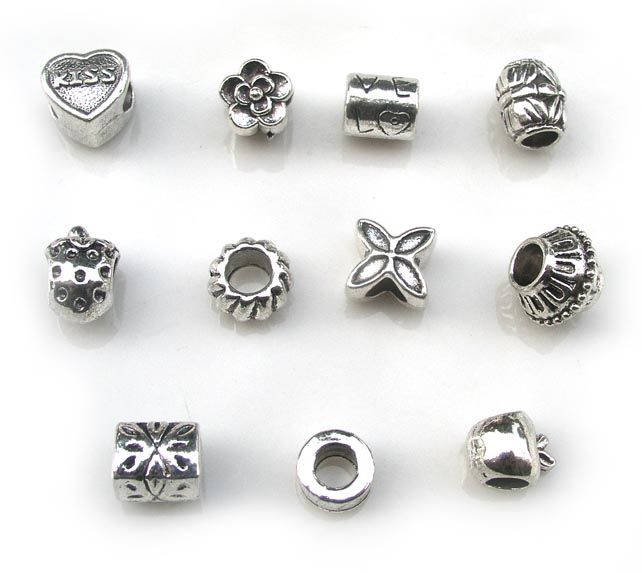 

200pcs/lot big hole antique metal beads fit European bracelet jewelry DIY mix order, Black
