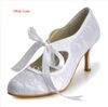 Satin Bridal Shoes Lace Wedding Dress Shoes fashion New High Quality Round Toe Pumps Ivory Bowtie Evening Party Shoes