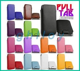 Leather Pull Tab Pouch Case Ultra Thin Hot Sell Colourful Case For Cellphone 50pcs/lot