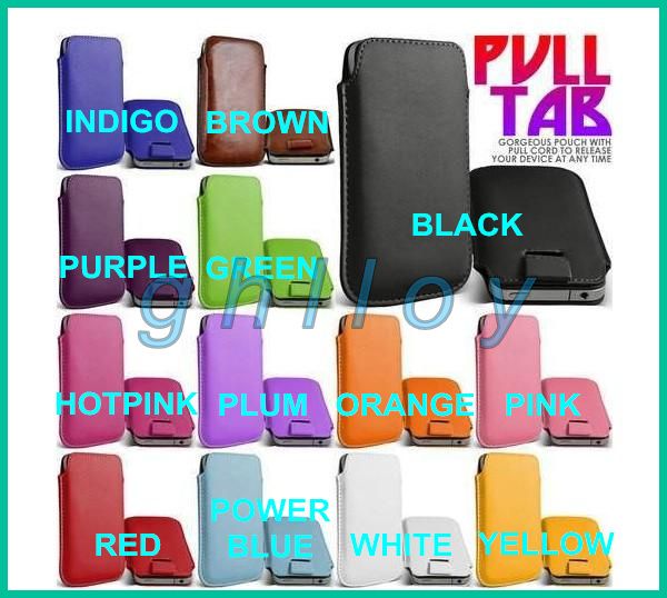 

13 colors pull tab leather pouch gorgeous case for iphone 5 G 4 S and Samsung Galaxy S4 S3 note2 3, Mixed colors