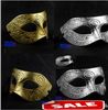 Antik romersk grekisk fighter män Mask venetiansk Mardi Gras Party Maskerad Halloween kostym Halv ansikte mäns masker Guld silver juldagen