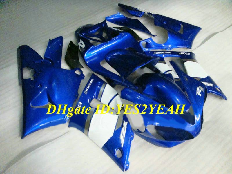 Top-rated motocicleta Carenagem kit para YAMAHA YZFR1 00 01 YZF R1 2000 2001 YZF1000 ABS Azul branco Carenagens + Presentes YD06