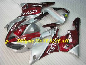 Custom Motorcycle Fairing Kit för Yamaha YZFR1 00 01 YZF R1 2000 2001 YZF1000 ABS Top Röd Silver Fairings Set + Gifts YD04