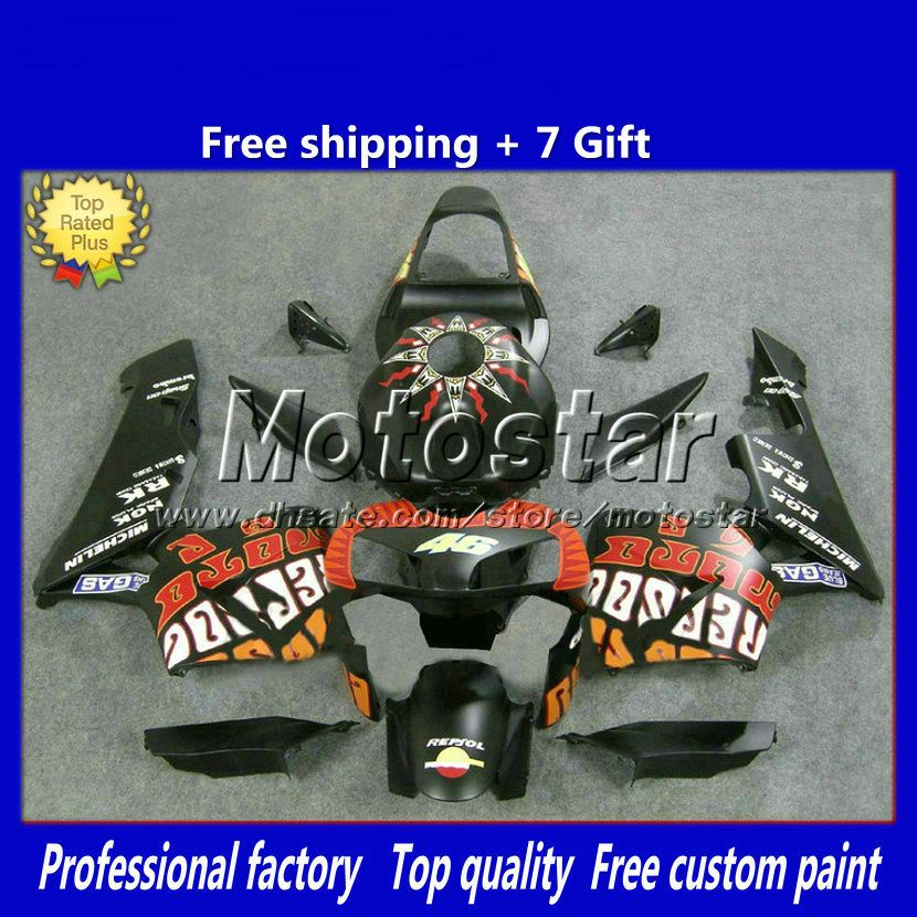 HONDA enjeksiyon kalıp için siyah REPSOL motosiklet marangozluk CBR600RR F5 2003 2004 CBR 600 RR 03 04 yüksek dereceli kaporta kiti G15