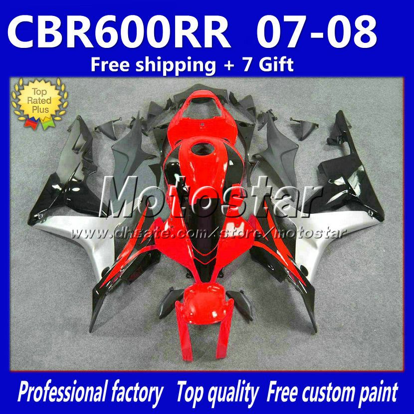 

Full fairings set for HONDA CBR600RR 07 08 F5 injection molding silver red black aftermarket fairing kit CBR 600 RR 2007 2008 D10, Multi-color