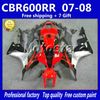 Full Backings Set voor Honda CBR600RR 07 08 F5 Injectie Molding Silver Red Black Aftermarket Fairing Kit CBR 600 RR 2007 2008 D10