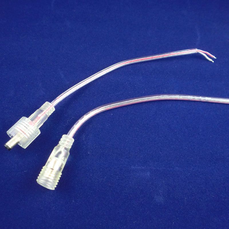 15Pairs Male to Female DC 5.5X2.1mm Waterproof Power Cystal Clear Connector Cable Wire for Single Color 3528 5050 LED Strip Light