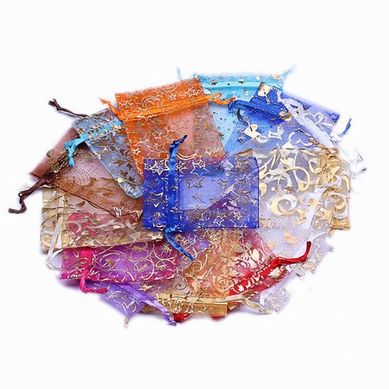 500 pezzi modelli sacchetti di gioielli in organza di lusso sacchetto regalo di voile di nozze di natale coulisse sacchetto regalo di imballaggio di gioielli 79 cm XES2507956813