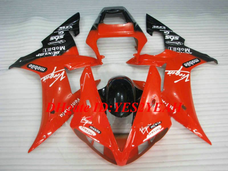 Custom Motorcycle Fairing Kit för Yamaha YZFR1 02 03 YZF R1 2002 2003 YZF1000 ABS Hot Röda Black Fairings Set + Gifts Ye05