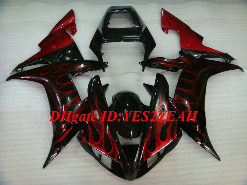 Hi-Grade Motorcycle Fairing kit for YAMAHA YZFR1 02 03 YZF R1 2002 2003 YZF1000 ABS Red flames black Fairings set+Gifts YE10