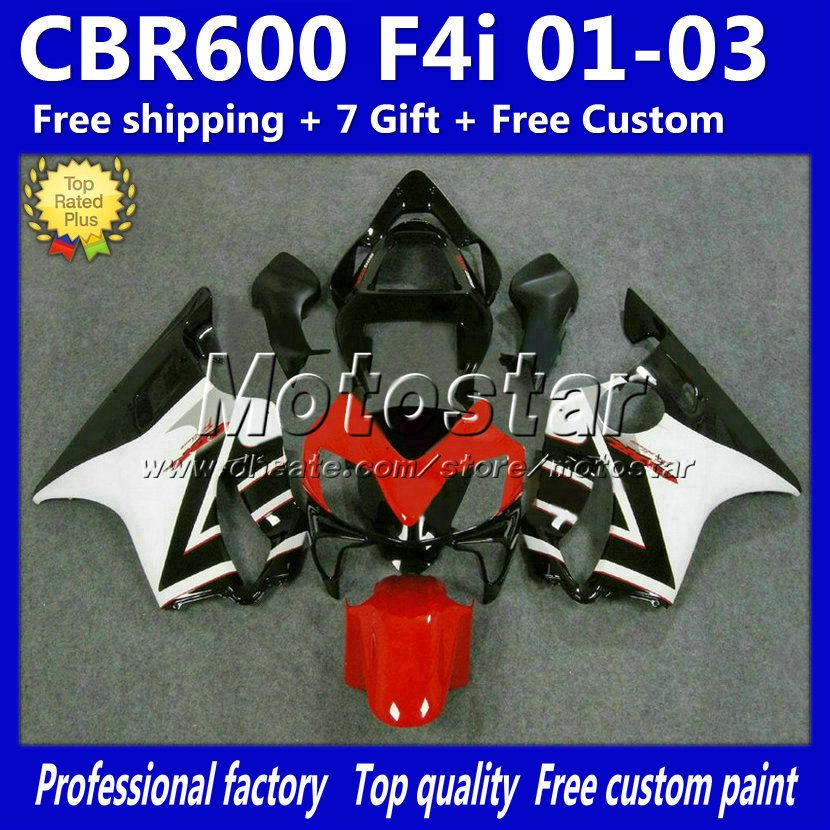 Cheap Red White Black Fairings Bodywork Kit For HONDA CBR600F4i 01 02 03 CBR600 F4i CBR 600 2001