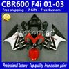 Cheap red white black fairings bodywork kit for HONDA CBR600F4i 01 02 03 CBR600 F4i CBR 600 2001 2002 2003 motorcycle fairing kits