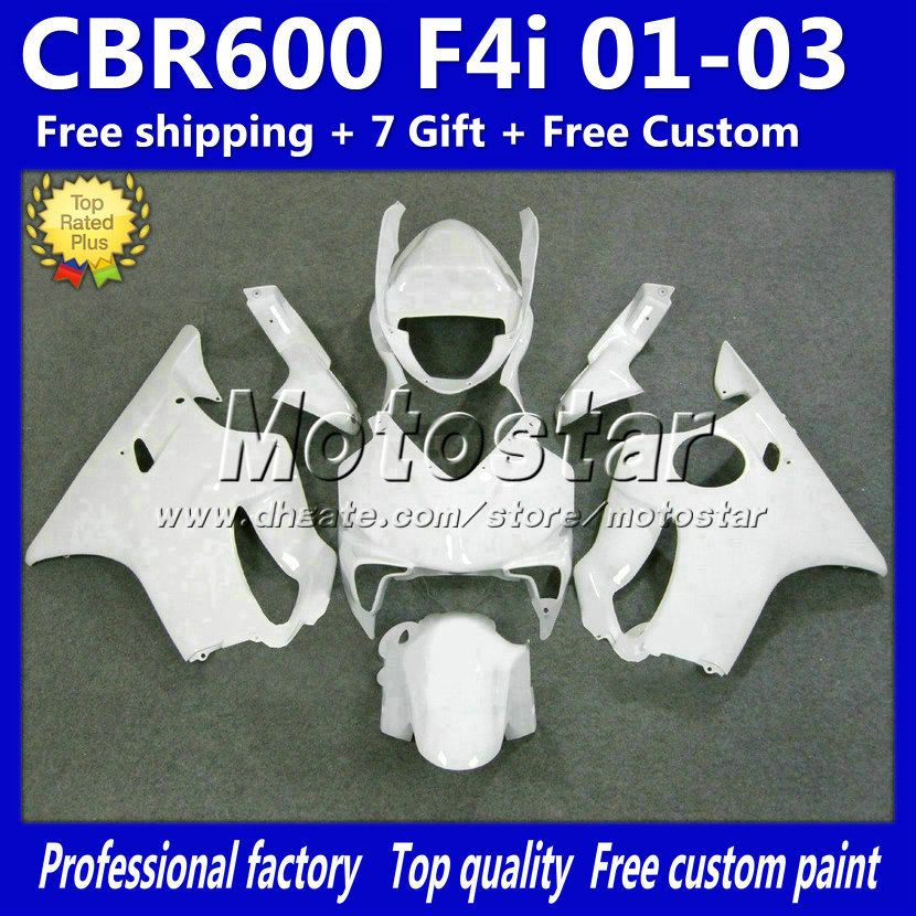 

7Gifts fairings body kits for HONDA CBR600F4i 01 02 03 CBR600 F4i CBR 600 2001 2002 2003 all glossy white bodywork fairing hk7, Multi-color