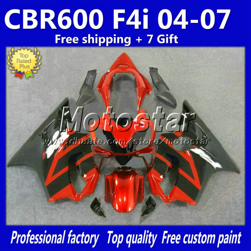 High quality ABS fairings kit for HONDA CBR600F4i 2004 2005 2006 2007 CBR600 F4i 04-07 CBR 600 red black injection fairing aftermarket