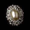 Vintage Style Antique Silver Oval Diamond Ivory Pearl Brooch