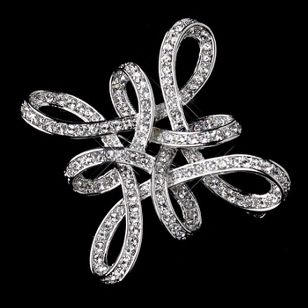 

Родий серебряный тон прозрачный CZ Кристалл Diamante вихрь твист брошь