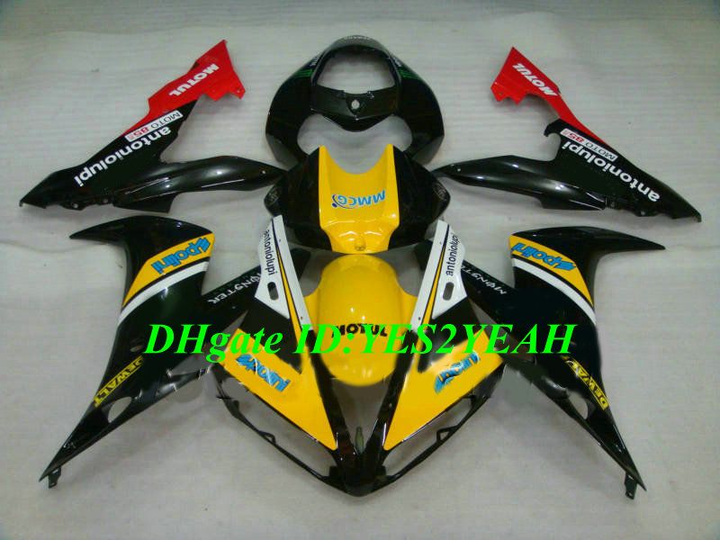 オートバイフェアリングキットYAMAHA YZFR1 04 05 06 YZF R1 2004 2005 2006 YZF1000 ABSイエローブラックフェアリングセット+ギフトYD17