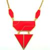 Fashion European Style Gold Plated Alloy Resin Gem Geometry Triangle Pendant Necklaces