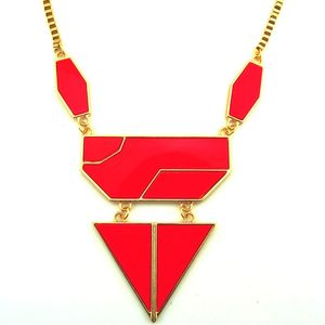 Fashion European Style Gold Plated Alloy Harts Gem Geometry Triangle Pendant Halsband