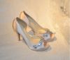 Femmes Satin Strass Peep Toes Plate-Forme Pompes De Soirée De Mariage Talons Hauts Sandales Chaussures Dame Robe Habillée Chaussures Chaussures De Soirée