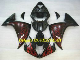 Injection Mould Fairing kit for YAMAHA YZFR1 09 10 11 12 YZF R1 2009 2010 YZF1000 Red flames black Fairings set+Gifts YG01