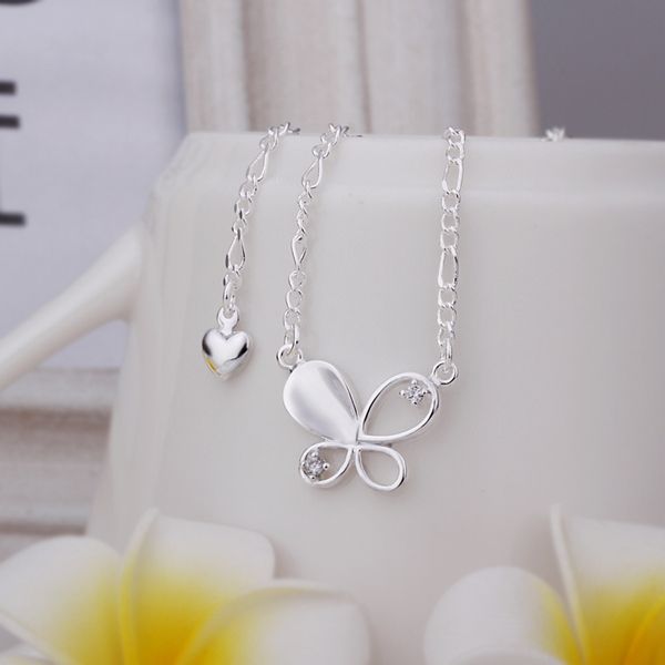 New Arrival!!Wholesale Sterling 925 Silver Anklets,925 Silver Fashion Jewelry,Inlay Butterfly Anklets Free Shipping.21-image-176389755