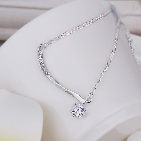 New Arrival!!Wholesale Sterling 925 Silver Anklets,925 Silver Fashion Jewelry,Inlaid Stone Hanging Single Drill Anklets .12