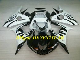 Motorcycle Fairing kit for YAMAHA YZFR6 03 04 05 YZF R6 2003 2004 2005 YZF600 ABS Flames white black Fairings set+Gifts YN09