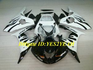 Kit de Carenagem de Motocicleta para YAMAHA YZFR6 03 04 05 YZF R6 2003 2004 2005 YZF600 ABS Chamas branco preto Carenagens + Presentes YN09