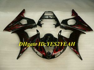 YAMAHA YZFR6 03 04 05 YZF R6 için motosiklet Fairing kiti 2004 2004 2005 YZF600 ABS Kırmızı alevler siyah Fairings set + Hediyeler YN15