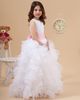 2020 принцесса белый жемчужина шеи платье девушки цветка оборками линия атласа и органзы дешевые девушки платье для свадебного платья с розовым бантом