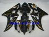 Anpassad Insprutning Mote Fairing Kit för Yamaha YZFR6 06 07 YZF R6 2006 2007 YZF600 ABS Golden Flames Black Fairings Set + Presenter YQ03