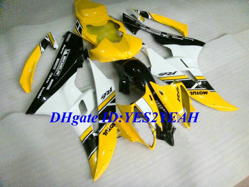 Kit de carénage de moulage par injection de haute qualité pour YAMAHA YZFR6 06 07 YZF R6 2006 2007 YZF600 ABS Jaune blanc noir Ensemble de carénages + Cadeaux YQ10